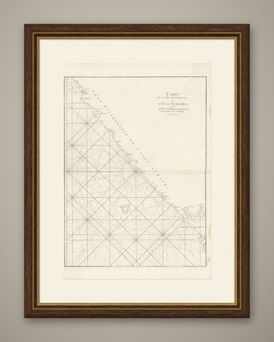 Antique Sea Chart of the Coast of Sumatra, Indonesia, circa 1775, shown framed
