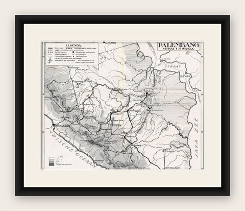 Antique Map of the Palembang Area, c.1900, shown framed