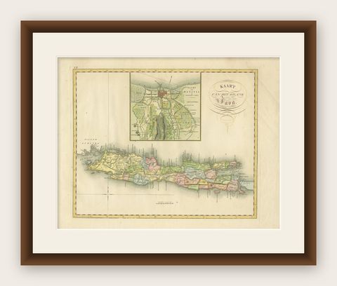 Antique Map of Java and Batavia of nowadays Indonesia, '1818', shown framed