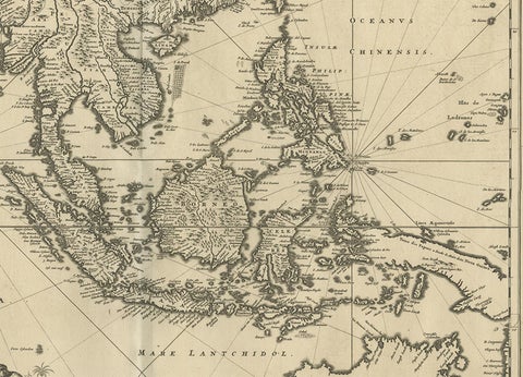 Antique Map of Southeast Asia 'India, Indonesia' by N. Visscher, circa 1670, view 5