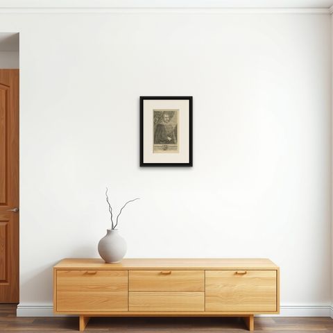 Antique Voc Portrait of De Carpentier, Governor-General of the Dutch East Indies, shown framed on a wall, true to size