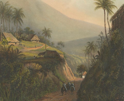 Mountain Road to the Salak Valley, Java, Colonial Landscape Lithograph, 1872, close-up 1