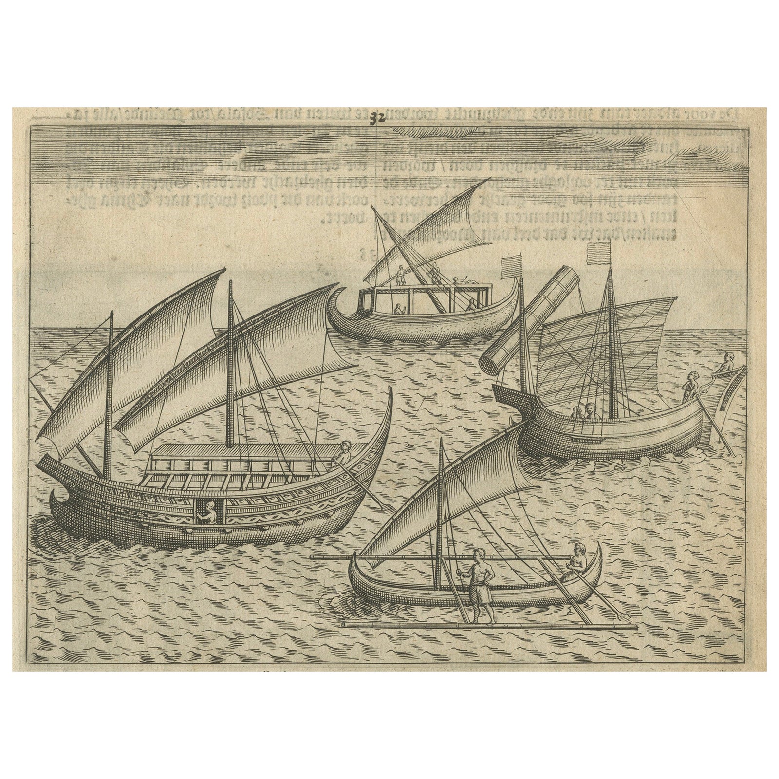 Javanese and Malay Ships near Bantam, from Pontanus’ Amsterdam History, 1611