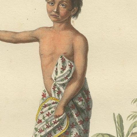 Antique Print of a Child from Java by Hurter 'circa 1830', close-up 1