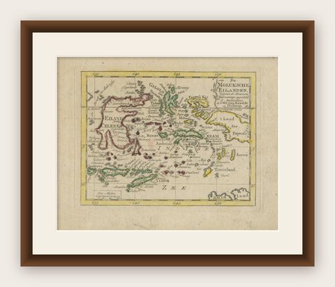 Antique Miniature Map of the Maluku Islands by Van Esveldt & Holtrop 'c.1790', shown framed