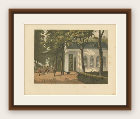 Antique Print of the Buitenzorg Estate in Batavia by M.T.H. Perelaer, 1888, shown framed