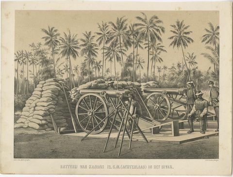Antique Print Depicting a Military Scene with Canons, in Indonesia, 1784, view 2