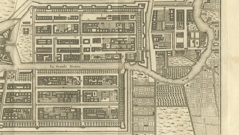 Antique Map of Batavia Jakarta Indonesia, Dutch East Indies, c.1750, close-up 3