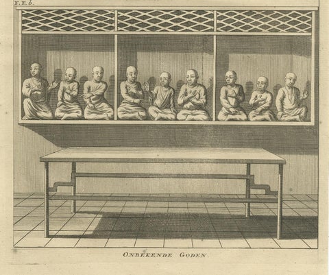 Antique Print of Unidentified Gods by Valentijn, 1726, view 4