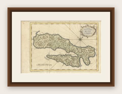 Antique Map of Ambon Island in the Moluccas, Indonesia, c.1760, shown framed