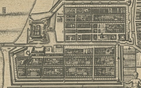Antique Print of Batavia, Capital of the Dutch East Indies, Van der Aa, ca.1725, close-up 1