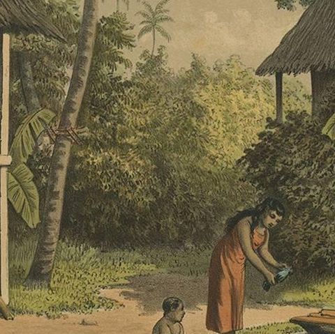 Antique Print of a House in Oleh-Leh, on Atjeh 'Sumatra, Indonesia' by Perelaer, close-up 2