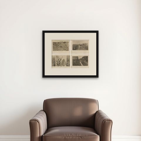 Set of 4 Tobacco Industry Photogravures, Sumatra’s O.K., C.J. Kleingrothe, 1910, shown framed on a wall, true to size