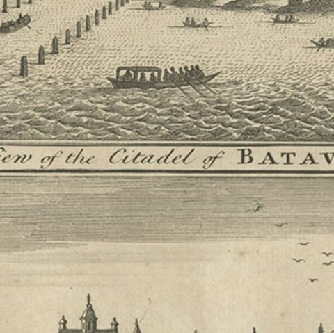 Antique Print of Batavia 'Jakarta', in the Dutch East Indies, 1744, close-up 2
