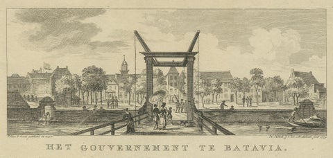 Batavia Market Scenes & Government House, Antique Prints VOC Period, c.1780, close-up 2