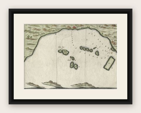 Small Early 18th Century Map of Banten Bay on the Island Java, Indonesia, c.1725, shown framed