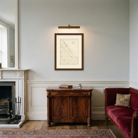 Antique Coastal Map of Sumatra by De La Haye, circa 1780, shown framed in a room, true to size
