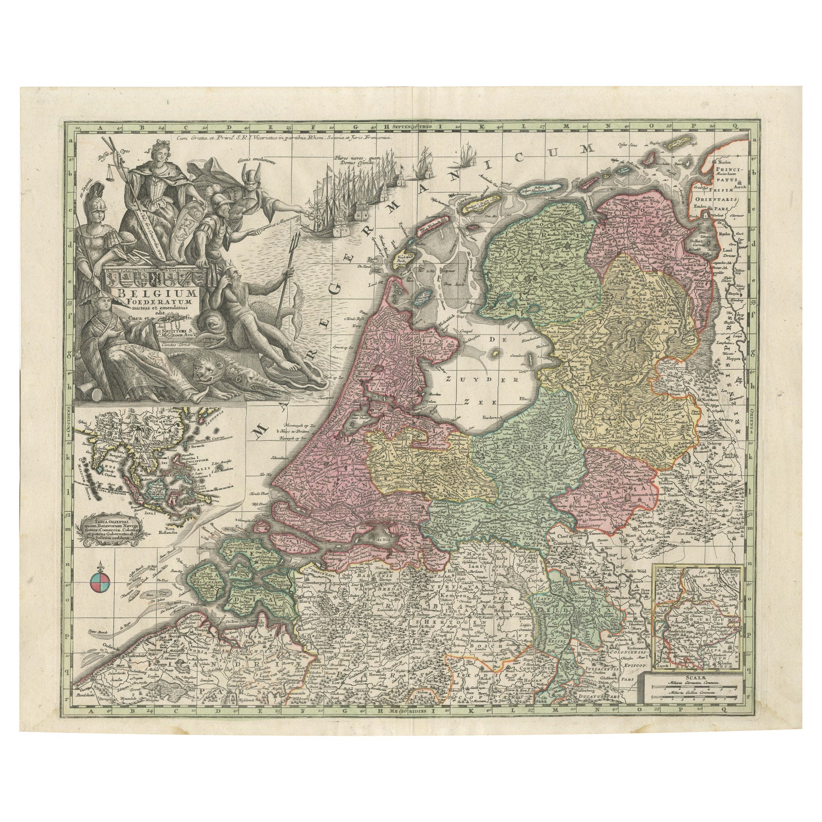 Dutch Republic & East Indies, Belgium Foederatum Map by Seutter, 18th Century