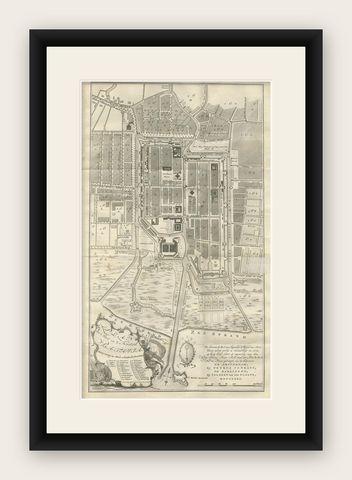 Antique Plan of Batavia by Van Krevelt, circa 1780, shown framed