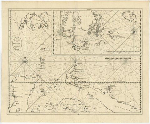Large Antique Detailed Map of a Part of the Spice Islands, Indonesia, 1726, view 2
