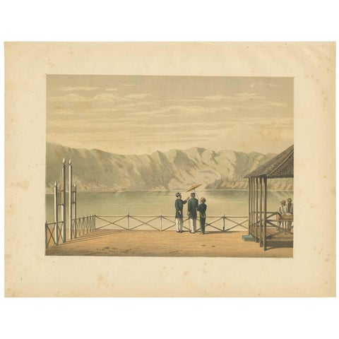 Antique Print of the Crater Lake on Java by M.T.H. Perelaer, 1888