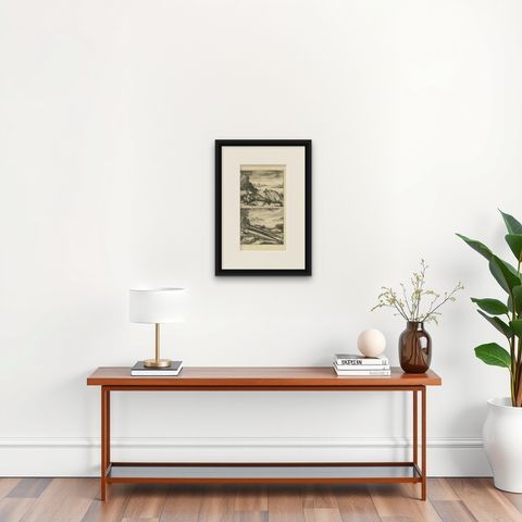 Antique Print of Fish Species 'no. 449' by Valentijn '1726', shown framed on a wall, true to size