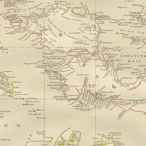 Antique Map of the Moluccas and Irian Jaya (Papua), Indonesia, 1900, close-up 2