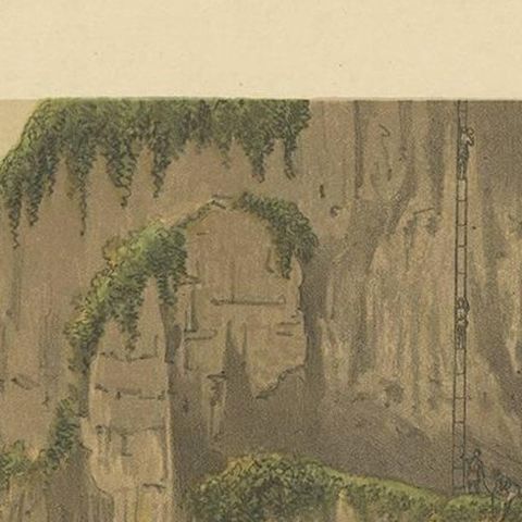Antique Print of the Gunung Balong Mountain by M.T.H. Perelaer, 1888, close-up 1