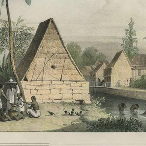 Antique Print of Koepang 'Timor, Indonesia' by C.W.M. Van De Velde, 1844, close-up 2