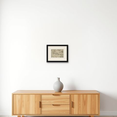 Rare Small Map of Sumatra, Java, Borneo, Macassar, Madura, Bali, 1614, shown framed on a wall, true to size