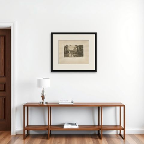 Soengei Serpa, Sumatra, Antique Photogravure by C.J. Kleingrothe, c.1900, shown framed on a wall, true to size