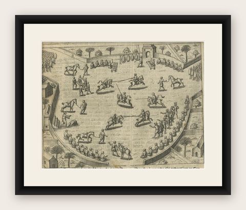 Earliest Depiction of Balinese Festival and Gamelan, Dutch Engraving c.1601, shown framed