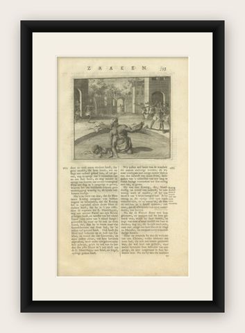 Antique Print of the King Murdering his Wife by Valentijn, 1726, shown framed