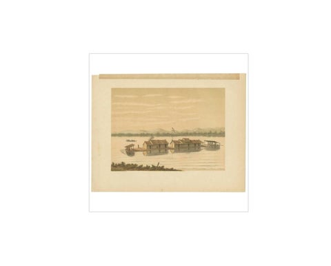 Antique Print of a Raft of the Dusun People by M.T.H. Perelaer, 1888, view 2