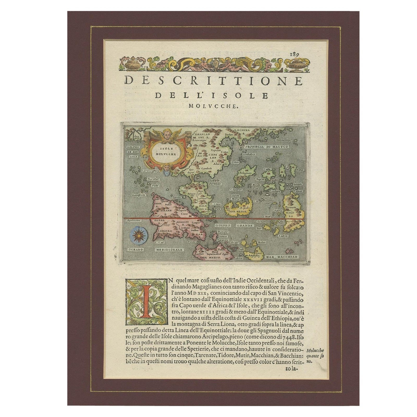 Antique Map of the Moluccas by Porcacchi, circa 1620
