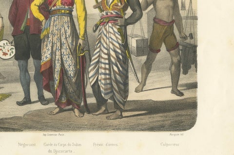 Javanese Court Scene, Musician, Dancer, and Sultan’s Guard, c.1845, close-up 5