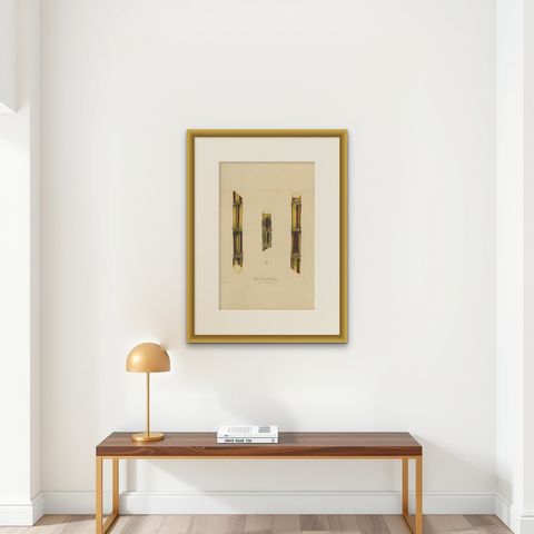 Antique Sugarcane Chromolithograph, Teboe Soerat Njaplong, Java 1892, shown framed on a wall, true to size