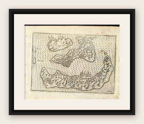 Antique Map of the Banda Islands by Commelin, 1646, shown framed