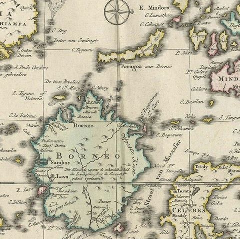 Rare Antique Map of the Dutch East Indies 'Indonesia', 1774, close-up 2