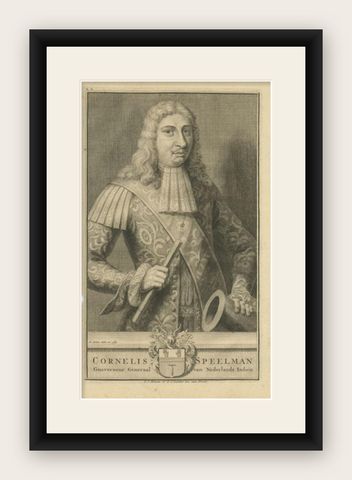 Antique Portrait of Cornelis Speelman, Governor-General of the Dutch East Indies, shown framed