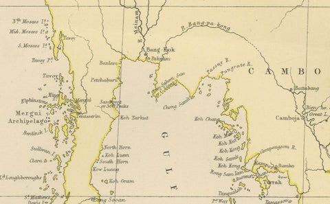 1882 Antique Map of Indian Archipelago, Southeast Asia, Blackie & Son, close-up 1