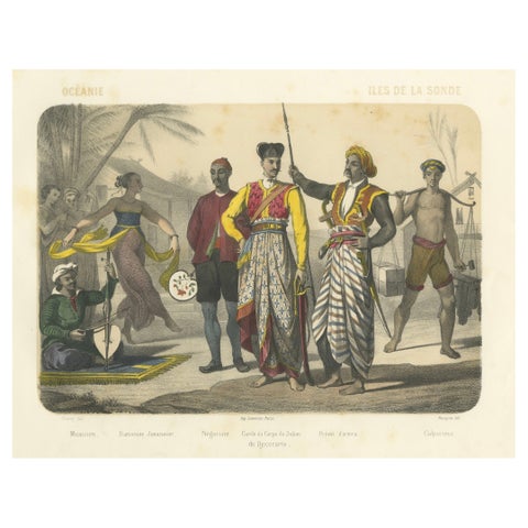 Javanese Court Scene, Musician, Dancer, and Sultan’s Guard, c.1845