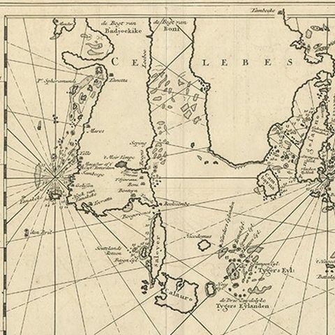 Large Antique Detailed Map of a Part of the Spice Islands, Indonesia, 1726, close-up 1
