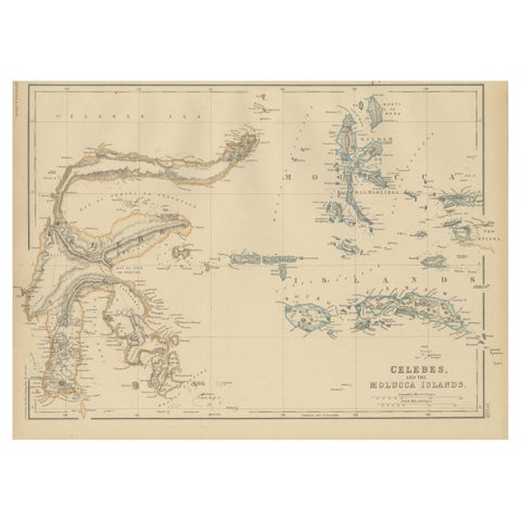 Antique Map of Celebes and the Maluku Islands by W. G. Blackie, 1859