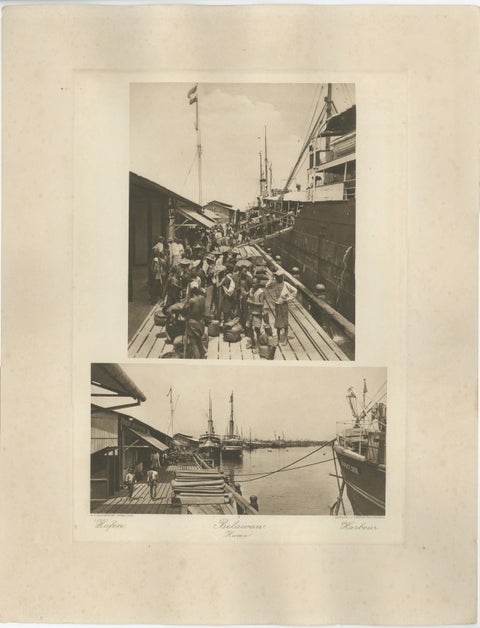 Belawan Harbour & Laborers, Sumatra, Indonesia, Kleingrothe Photogravure 1900