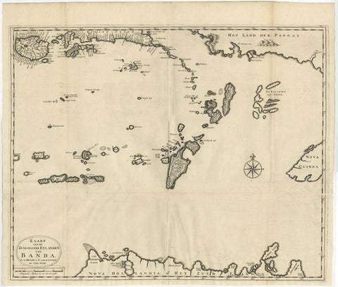 Original Antique Map Southeast of the Banda or Spice Islands, Indonesia, 1726, view 2