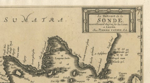 Sunda Strait Sea Chart, Sumatra and Java, Dutch Engraving c.1700, close-up 1