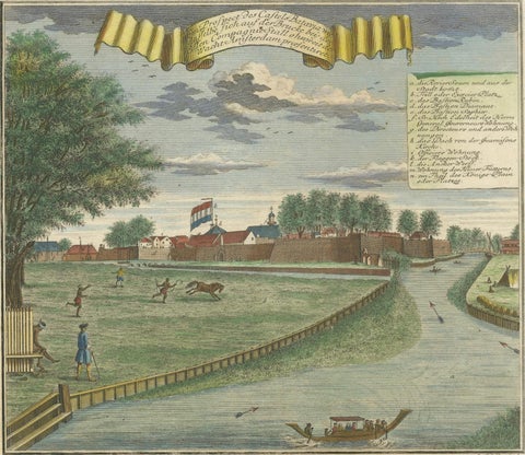 Batavia Castle and Parade Ground, Hand-Colored Engraving by J.W. Heydt, 1738, close-up 6