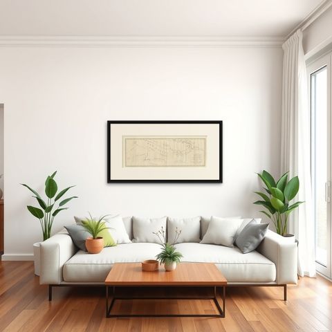 Large Antique Map of New Guinea and New Britain Showing Capt. Cooks Tract, 1773, shown framed in a room, true to size