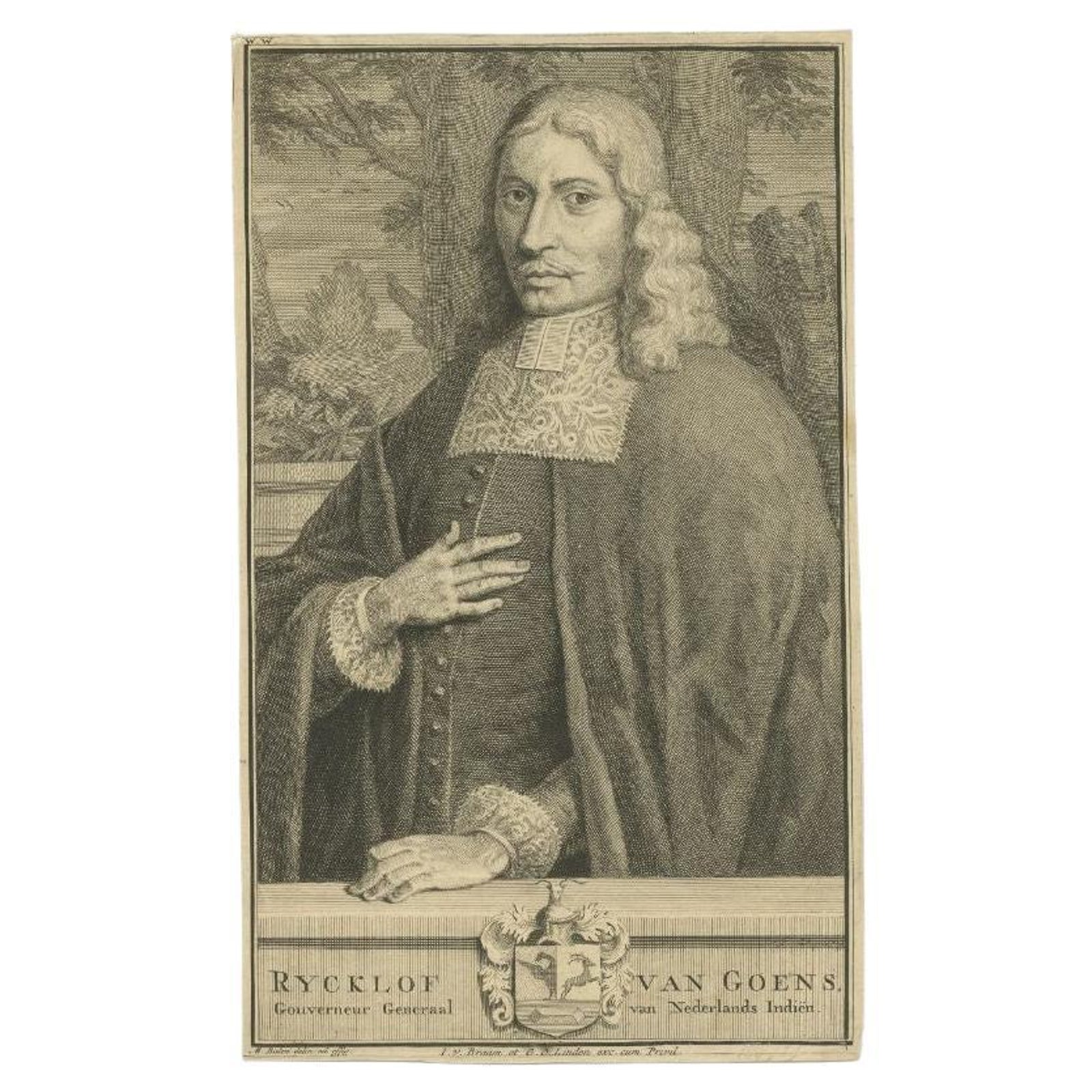 Antique Portrait of Van Goens, Governor General of Dutch East Indies, 1726